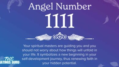 Angel Number 1111 with a spiritual message about guidance and new beginnings on a blue background