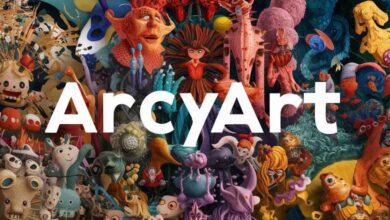 Directory Arcyart: Surrounded by a multitude of animals, the Arcyart logo represents a fusion of art and the natural world.