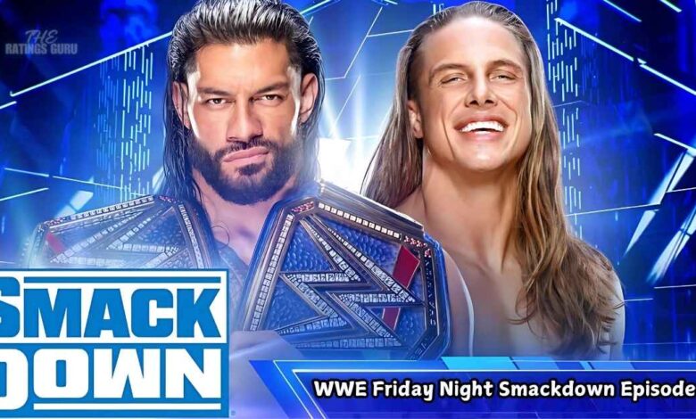 A promotional image for WWE Friday Night SmackDown Episode 29 featuring wrestlers Roman Reigns and Matt Riddle, with the SmackDown logo prominently displayed.