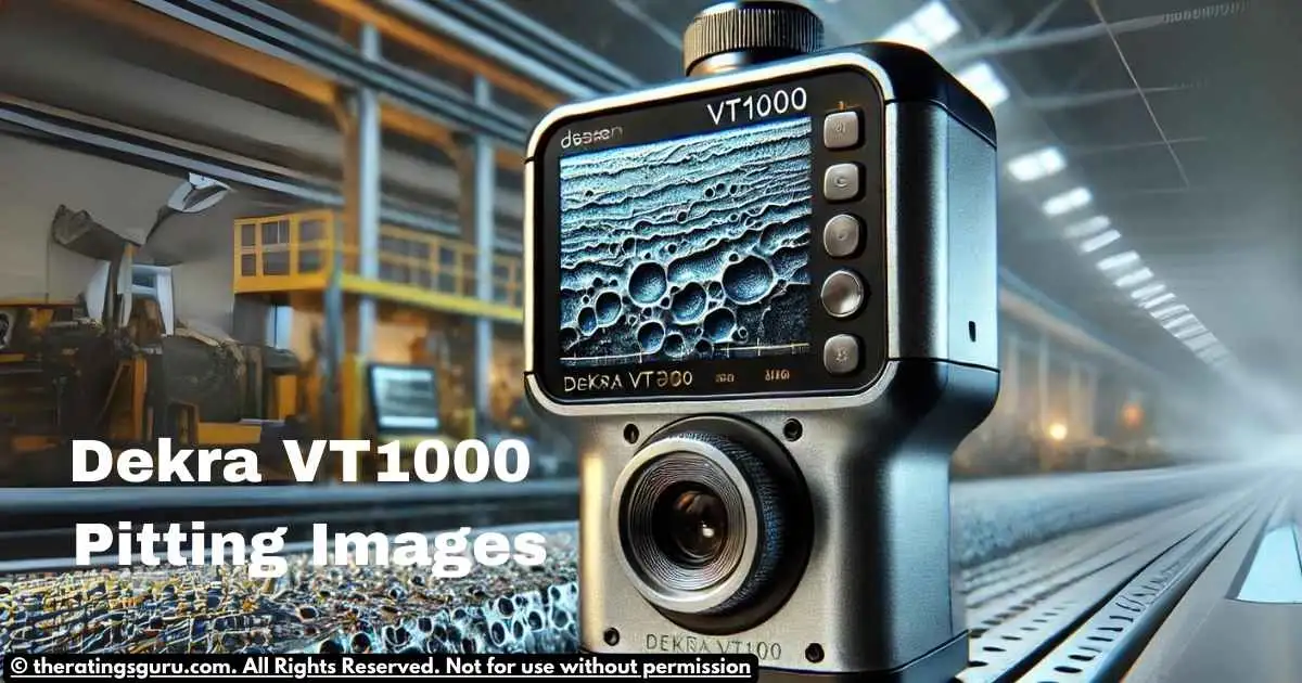 Dekra VT1000 device displaying pitting images on its screen in an industrial setting.